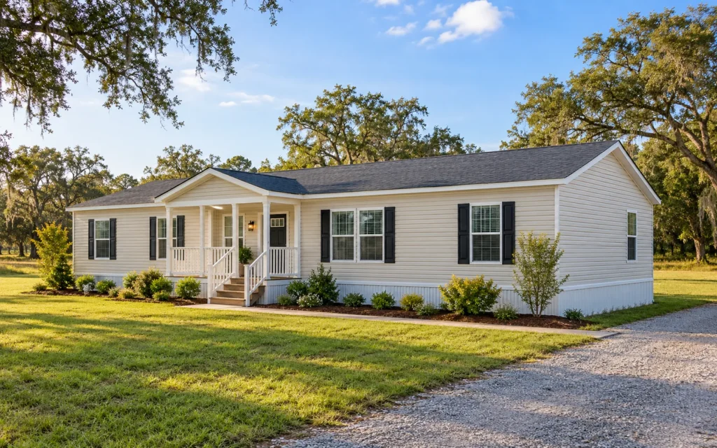 Manufactured land-home package on a prepared lot