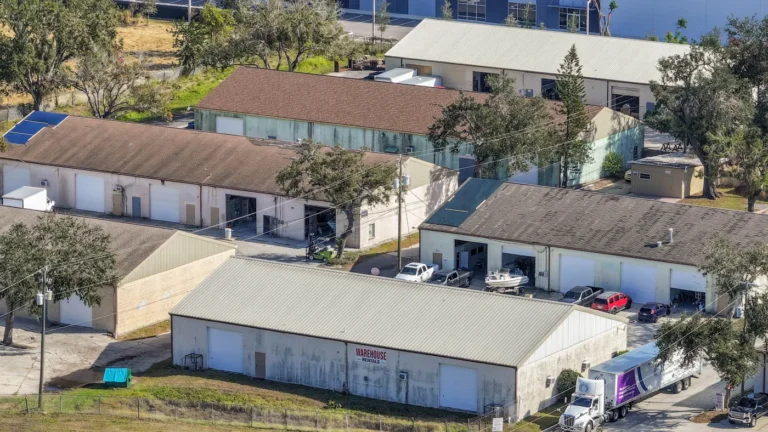 Aerial view of small-bay industrial buildings at the Manatee Bay portfolio in Manatee County, FL
